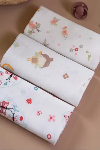 Çok Amaçlı Müslin Örtü & Battaniye 3'lü Set %100 Pamuk Oeko-teks Sertifikalı 80x80 Cm / Çk1 - Beyaz - 2
