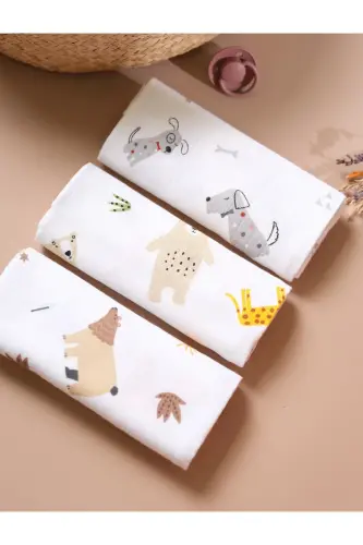 Çok Amaçlı Müslin Örtü & Battaniye 3'lü Set %100 Pamuk Oeko-teks Sertifikalı 80x80 Cm - lila - 2