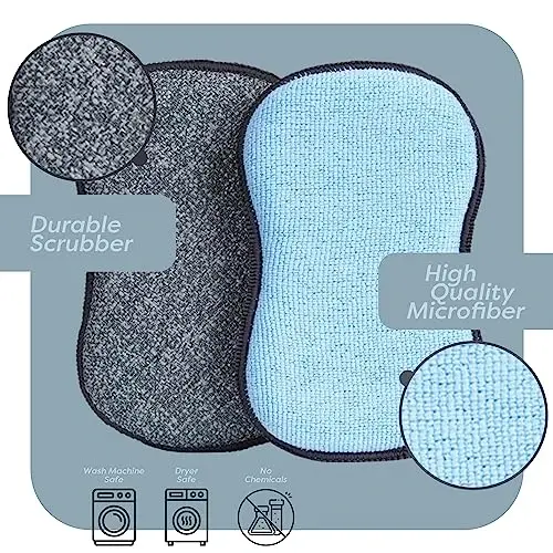 Çok Amaçlı Süngerler Scrub-it Mutfak - Çiziksiz Mikrofiber temizleme süngerleri, Ağır Hizmet Tipi Ovalama Gücü ile birlikte - Bulaşıklar, Tencereler ve Tavalar için Tekrar Kullanılabilir Bulaşık Süngeri (6'lı Paket, Küçük) - SCRUB-IT (1)