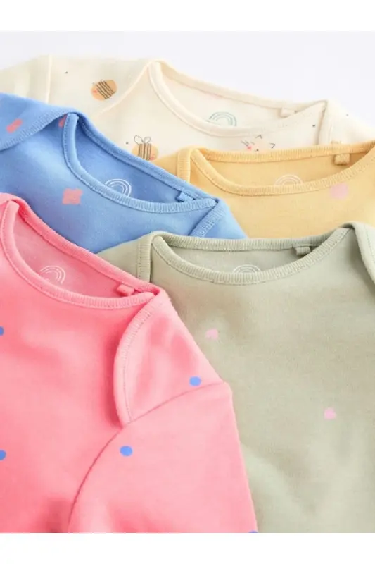 Çok Karakterli Bebek %100 Pamuklu Body 5'li Paket-Çok karakterli - 6