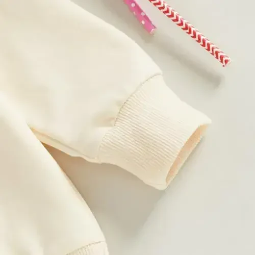 Socutebabe Toddler Valentines Outfits Baby Girl Clothes Love Embroidery Long Sleeve Crewneck Sweatshirts Pullovers - 4