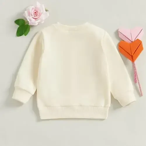 Socutebabe Toddler Valentines Outfits Baby Girl Clothes Love Embroidery Long Sleeve Crewneck Sweatshirts Pullovers - 6