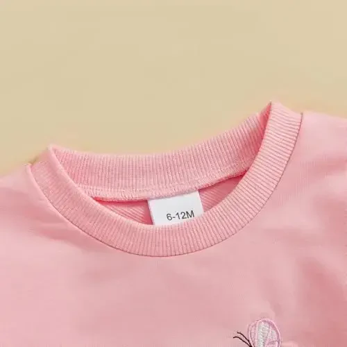 Socutebabe Toddler Valentines Outfits Baby Girl Clothes Love Embroidery Long Sleeve Crewneck Sweatshirts Pullovers - 4