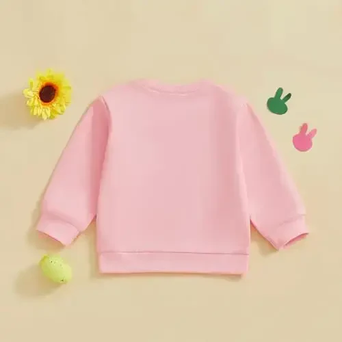 Socutebabe Toddler Valentines Outfits Baby Girl Clothes Love Embroidery Long Sleeve Crewneck Sweatshirts Pullovers - 7