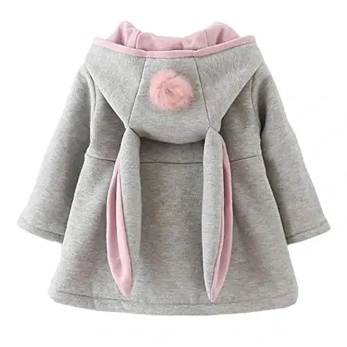 CoKate Infant Baby Girl Fall Winter Hooded Coat Sweet Rabbit Jackets Outerwear - 1