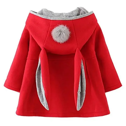 CoKate Infant Baby Girl Fall Winter Hooded Coat Sweet Rabbit Jackets Outerwear 