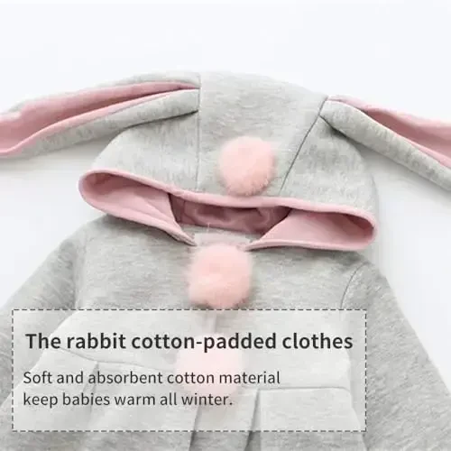 CoKate Infant Baby Girl Fall Winter Hooded Coat Sweet Rabbit Jackets Outerwear - 4