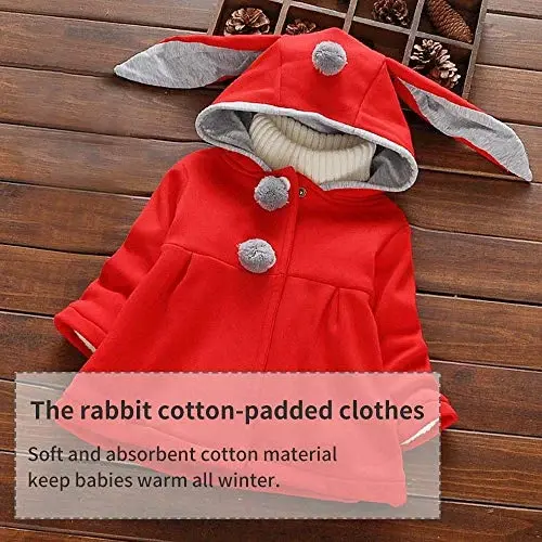 CoKate Infant Baby Girl Kuzgi Qishki Kapüşonli Palto Shirin Quyon Kurtkalari Ustki Kiyim - 6