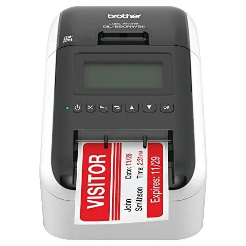 Brother QL-820NWBC Ultra Flexible Label Printer with Multiple Connectivity Options, Black/White, 5.7