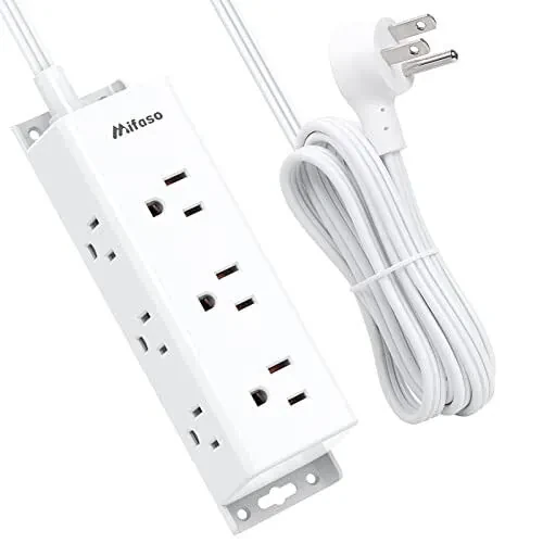 Surge Protector Power Strip - 9 Widely Spaced Multi Outlets, Wall Mount, 3 Side Outlet Extender with Extension Cord, Flat Plug, Overload Protection, Home Office Dorm Room Essentials (5FT, White) 