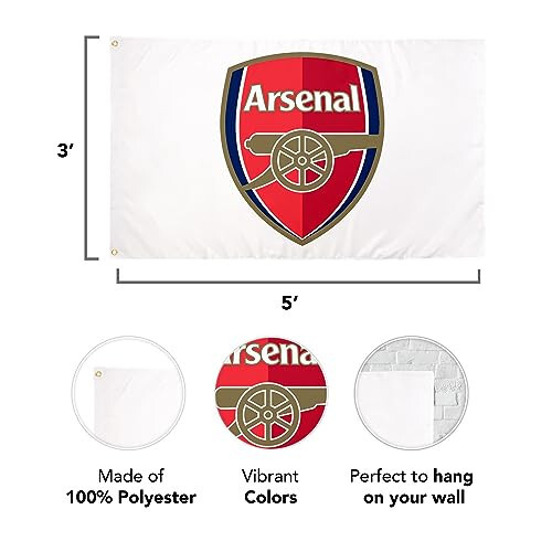 Çöl Kaktüsü Arsenal Bayrağı FC Topçular Futbol 3x5 ft Banner - 3