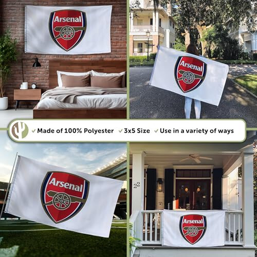 Çöl Kaktüsü Arsenal Bayrağı FC Topçular Futbol 3x5 ft Banner - 6