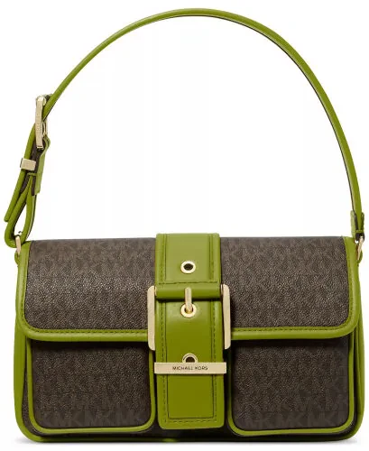 Colby Logo Shoulder Bag-Brown/meadow Green - Modazone
