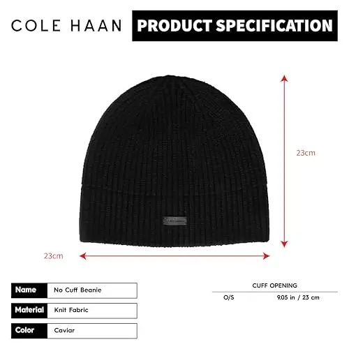 Cole Haan erkaklar trikotaj shapkasi - Manshetsiz dizayn - 4