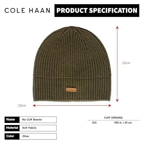 Cole Haan erkaklar trikotaj shapkasi - Manshetsiz dizayn - 4
