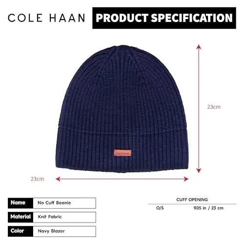 Cole Haan erkaklar trikotaj shapkasi - Manshetsiz dizayn - 4