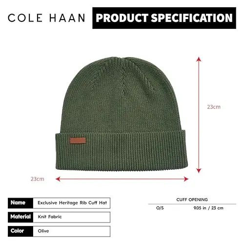 Cole Haan erkaklarining merosxo'r qovurg'ali manjetli jun shapkasi, bitta o'lcham - 6