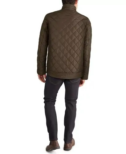 Cole Haan Erkek Elmas Kapitone Ceket, Suni Sherpa Astarı - Zeytin Yeşili 