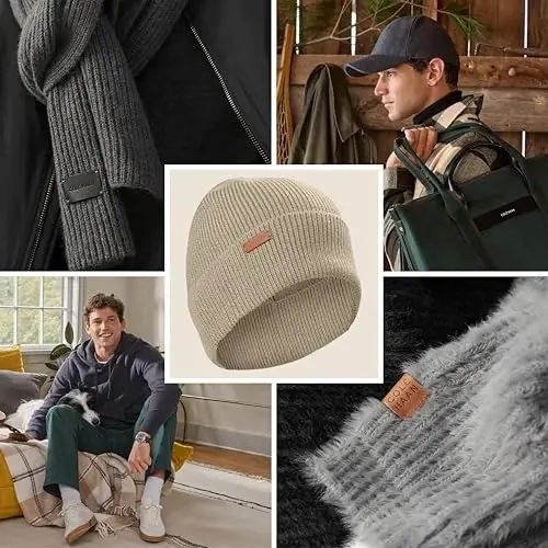 Cole Haan Men's Heritage Rib Cuff Wool Beanie Hat, One Size - 7