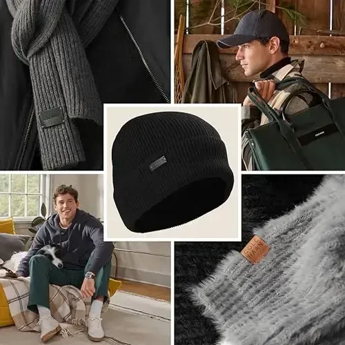 Cole Haan Men's Heritage Rib Cuff Wool Beanie Hat, One Size - 7