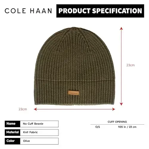 Cole Haan Mens Knit Beanie - No Cuff Design - 4