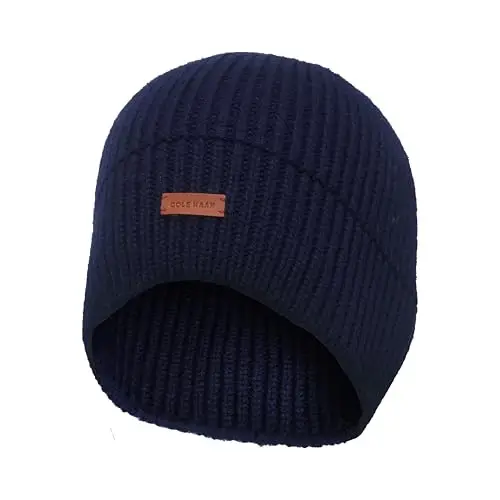 Cole Haan Men's Knit Beanie-No Cuff Design 