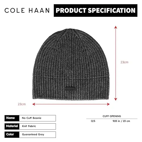 Cole Haan Knit Beanie for Men, One Size, No Cuff Design with Premium Comfort and Durable Quality for Everyday Style - 2