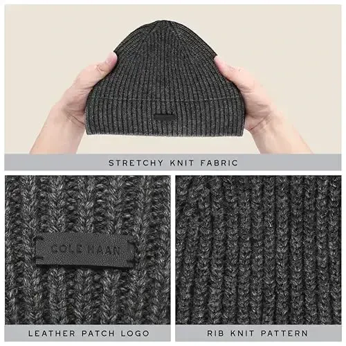 Cole Haan Knit Beanie for Men, One Size, No Cuff Design with Premium Comfort and Durable Quality for Everyday Style - 7
