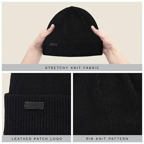 Cole Haan Men's Heritage Rib Cuff Wool Beanie Hat, One Size - 5