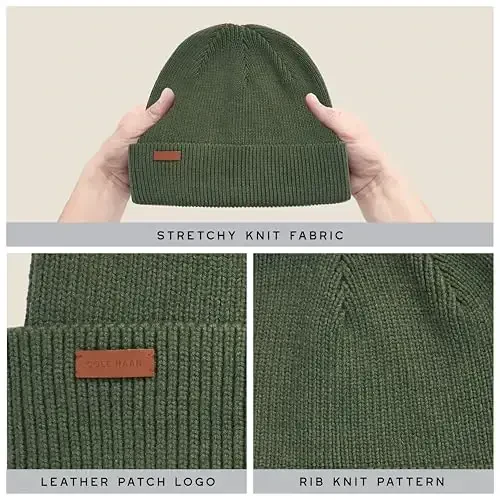 Cole Haan Men's Heritage Rib Cuff Wool Beanie Hat, One Size - 5
