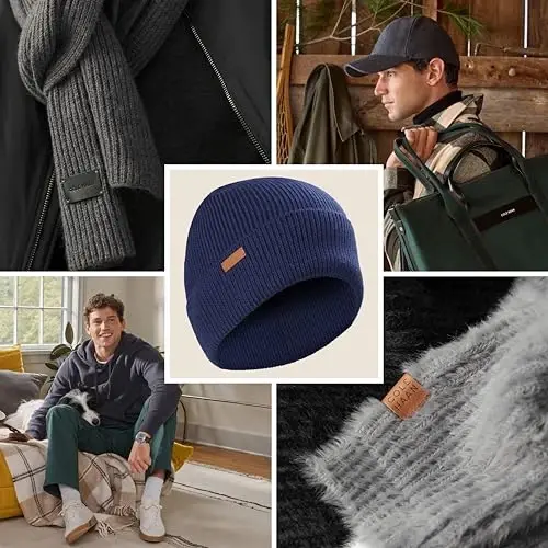 Cole Haan Men's Heritage Rib Cuff Wool Beanie Hat, One Size - 7
