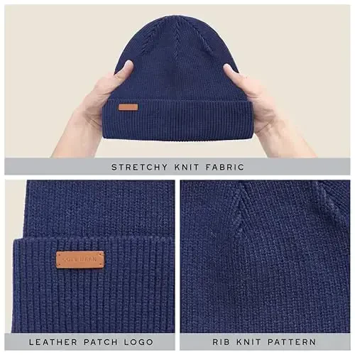 Cole Haan Men's Heritage Rib Cuff Wool Beanie Hat, One Size - 5