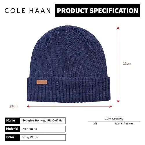 Cole Haan Men's Heritage Rib Cuff Wool Beanie Hat, One Size - 6
