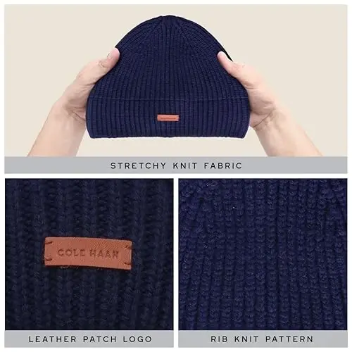 Cole Haan Men's Knit Beanie-No Cuff Design - 2