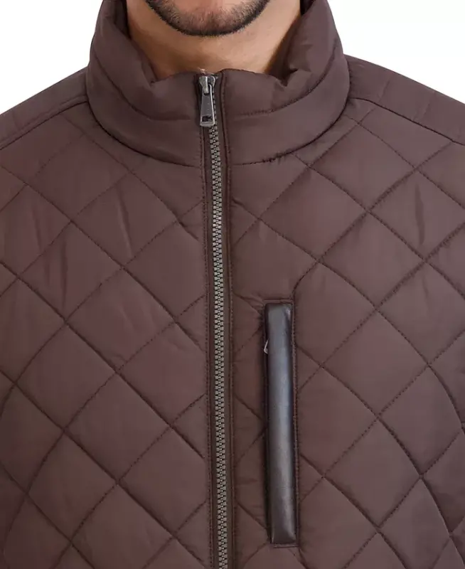 Cole Hann Men's Diamond Quilt Jacket with Faux Sherpa Lining-Wren - 4