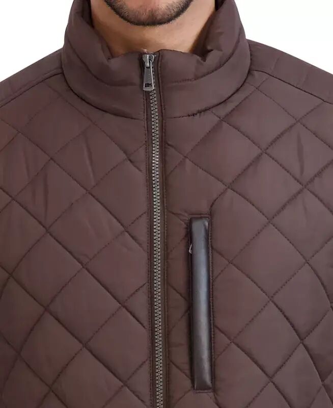 Cole Hann Men's Diamond Quilt Jacket with Faux Sherpa Lining - Wren - 4