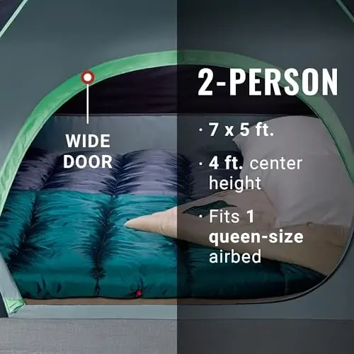 Coleman Skydome Tent with 5 Minute Setup, 2/4/6/8-Person Weatherproof Tent with Rainfly & Carry Bag, 20% More Headroom Than Traditional Canopies - 2