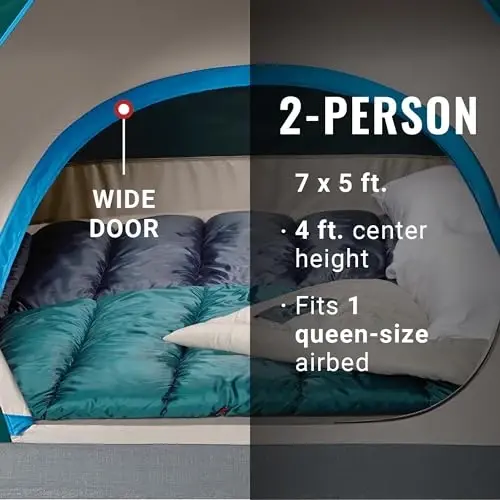Coleman Skydome Tent 5 daqiqada o'rnatish, 2/4/6/8 kishilik ob-havoga chidamli chodir, Rainfly va sumkasi bilan, an'anaviy soyabonlarga qaraganda 20% ko'proq bosh joyi - 2