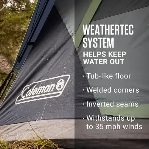 Coleman Skydome Tent 5 daqiqada o'rnatish, 2/4/6/8 kishilik ob-havoga chidamli chodir, Rainfly va sumkasi bilan, an'anaviy soyabonlarga qaraganda 20% ko'proq bosh joyi - 5