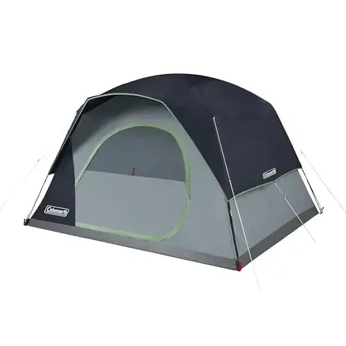 Coleman Skydome Tent bilan 5 daqiqada o'rnatish, 2/4/6/8 kishilik ob-havoga chidamli chodir, yomg'ir pardasi va sumkasi bilan, an'anaviy soyabonlarga qaraganda 20% ko'proq bosh xonasi 