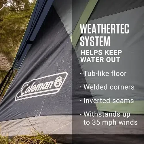 Coleman Skydome Tent with 5 Minute Setup, 2/4/6/8-Person Weatherproof Tent with Rainfly & Carry Bag, 20% More Headroom Than Traditional Canopies - 4