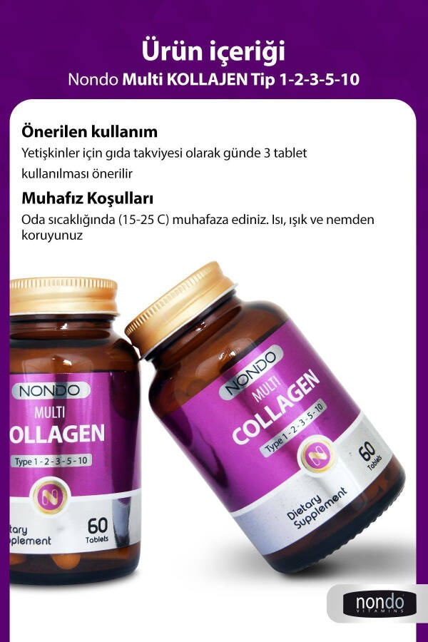 Collagen 60 Tablets Multi Collagen Type 1-2-3-5-10 - 20