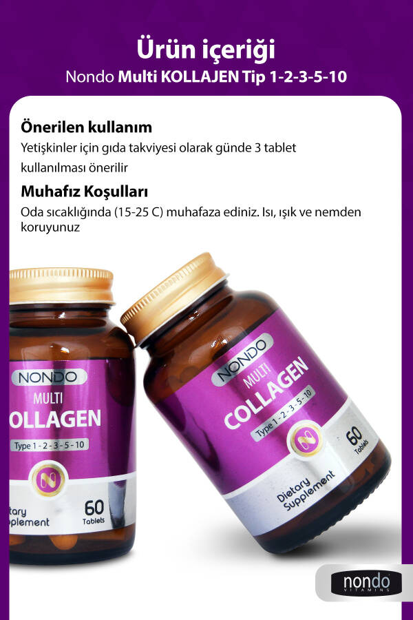 Collagen 60 Tablets Multi Collagen Type 1-2-3-5-10 - 25