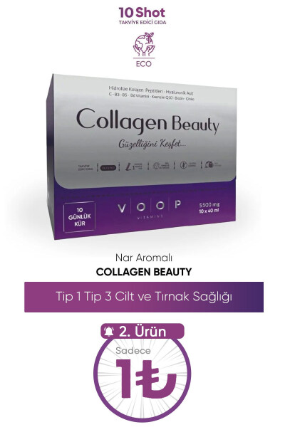 Collagen Beauty High Bioactive Hydrolyzed Collagen 100% Pure and Natural - 10 Tubes - 13