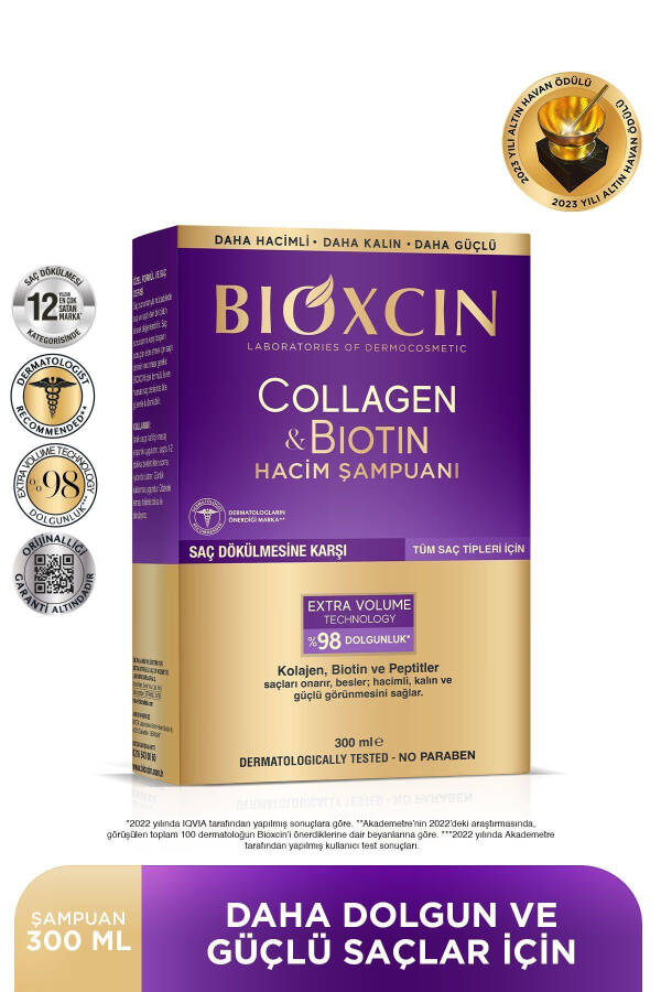 Collagen & Biotin Extra Volume Shampoo 300 Ml - Collagen Biotin for Fine Thin Hair - 20