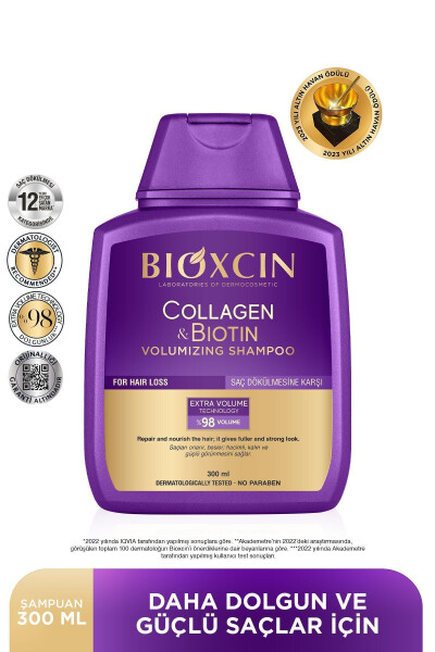 Collagen & Biotin Extra Volume Shampoo 300 Ml - Collagen Biotin for Fine Thin Hair - 21