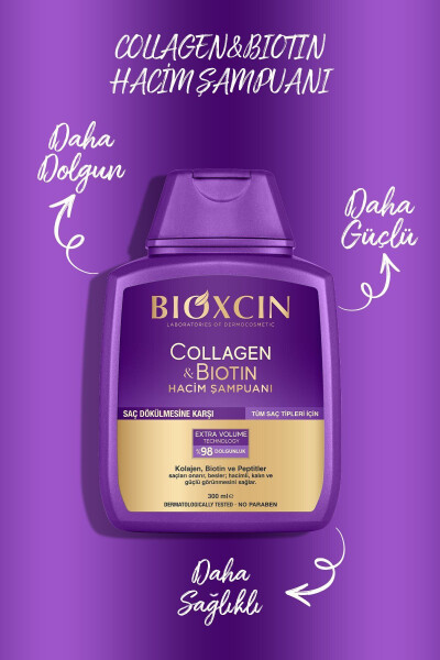 Collagen & Biotin Extra Volume Shampoo 300 Ml - Collagen Biotin for Fine Thin Hair - 24