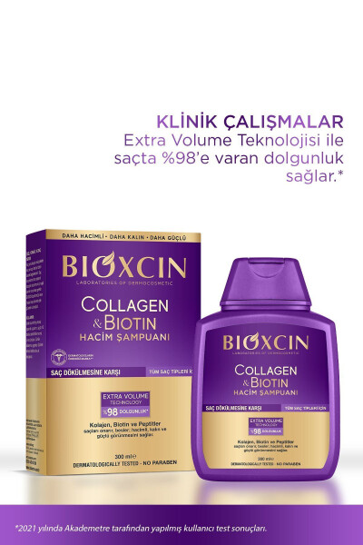 Collagen & Biotin Extra Volume Shampoo 300 Ml - Collagen Biotin for Fine Thin Hair - 25