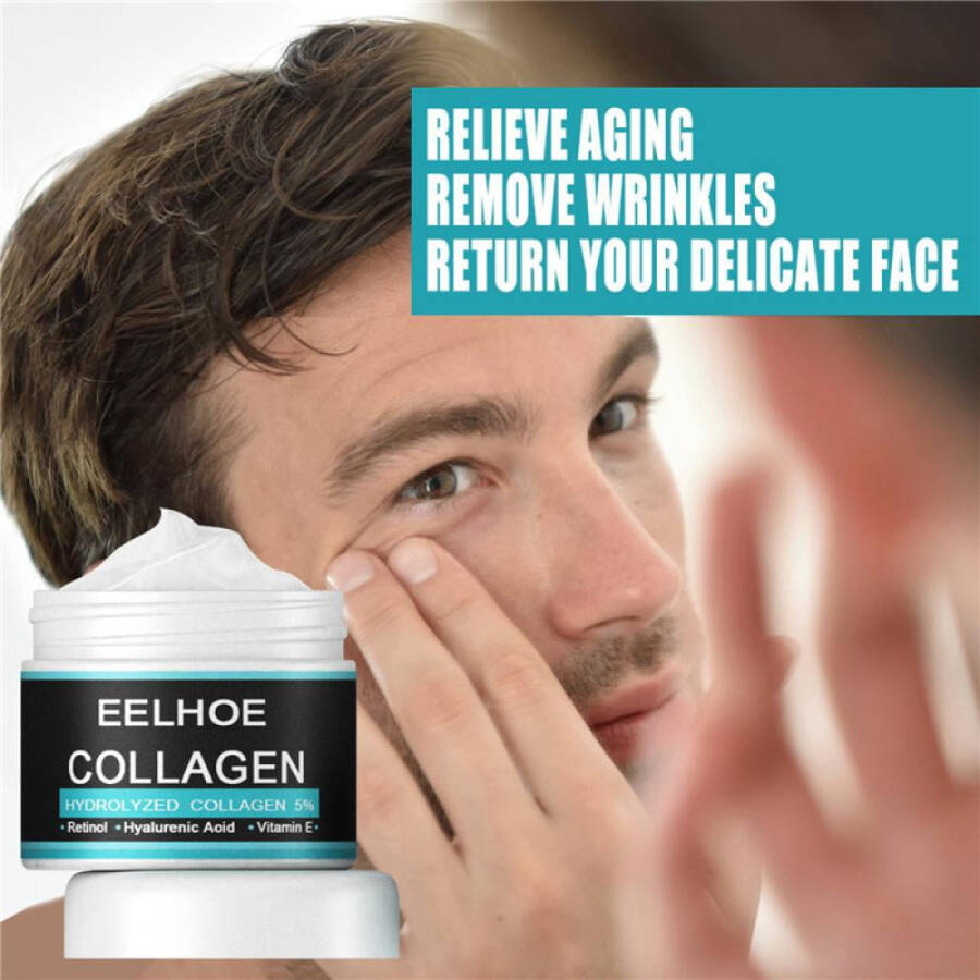 Collagen Cream for Men, Men Anti-wrinkle Cream, Men Face Moisturizer Cream, Day & Night Skin Care Lotion (30g) - 12