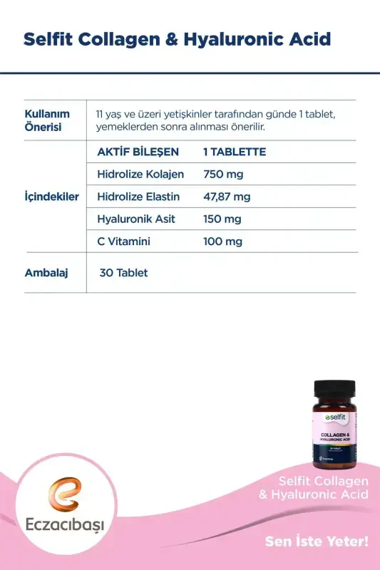 Collagen & Hyaluronic Acid 30 Tablets - SELFIT